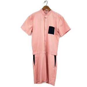 New Romperjack Pink Cotton Romper Mens M Short Sleeve Pockets